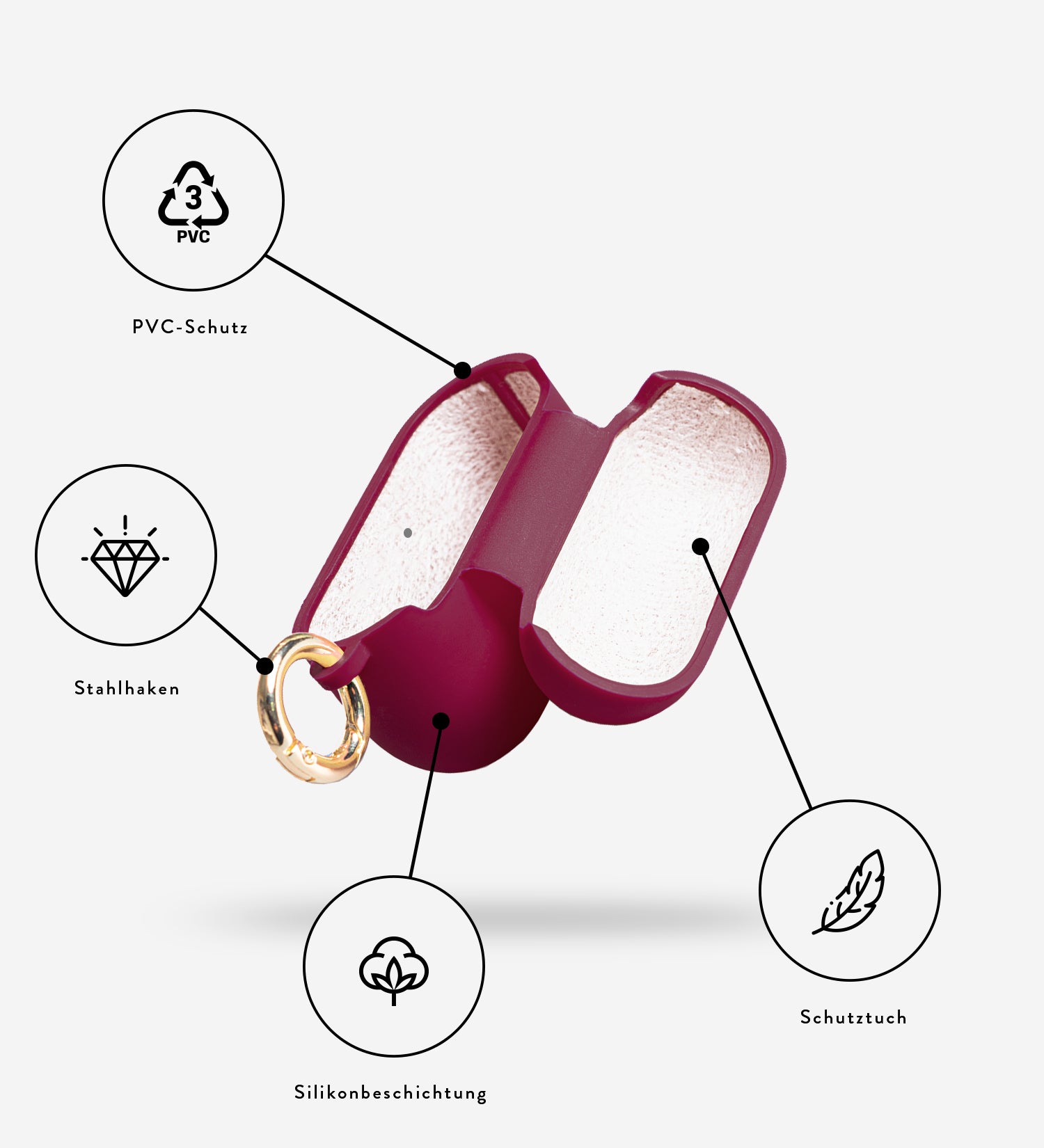 Weinrot AirPods Case Silikon Hülle