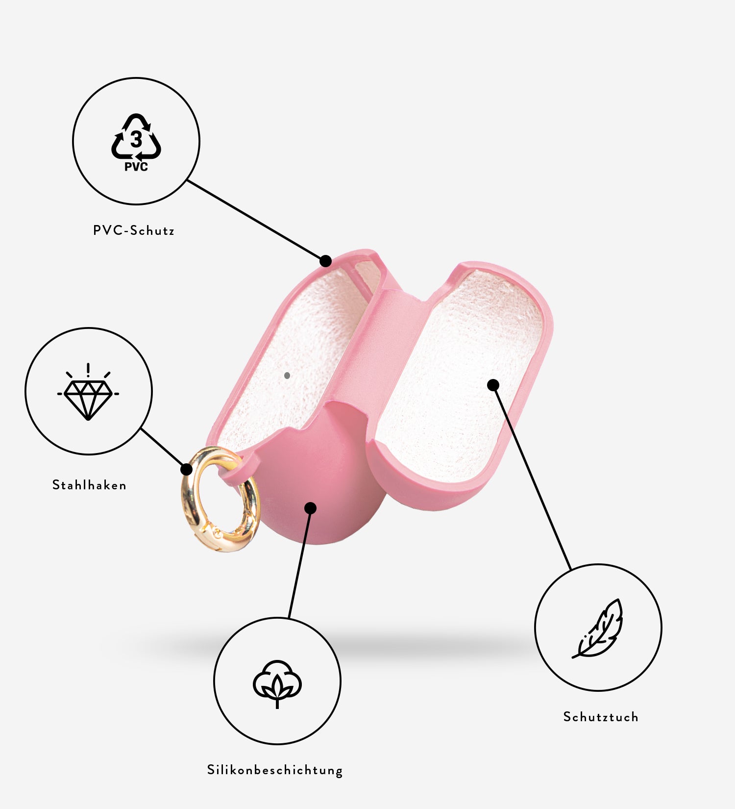 Hellrosa AirPods Case Silikon Hülle