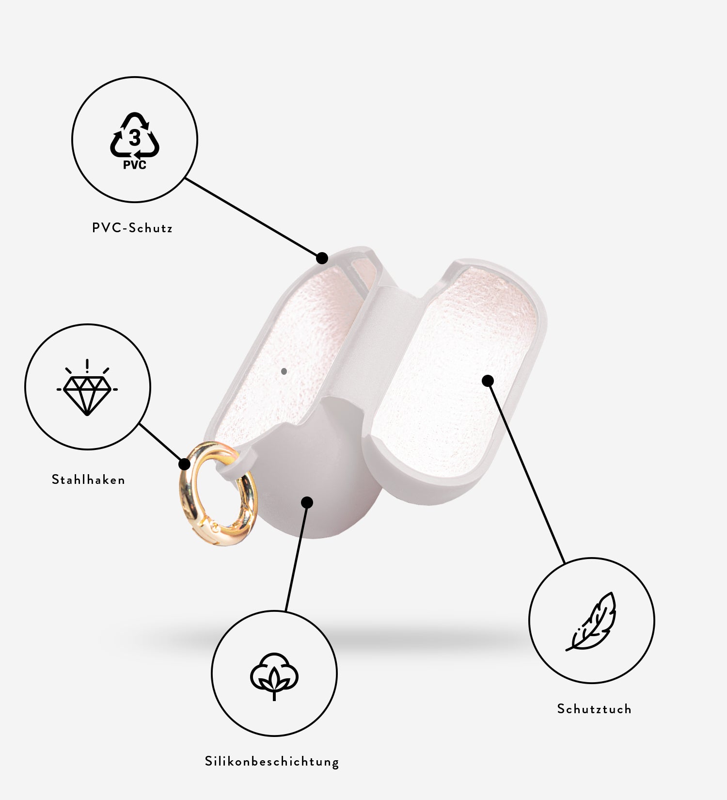 Weiß AirPods Case Silikon Hülle