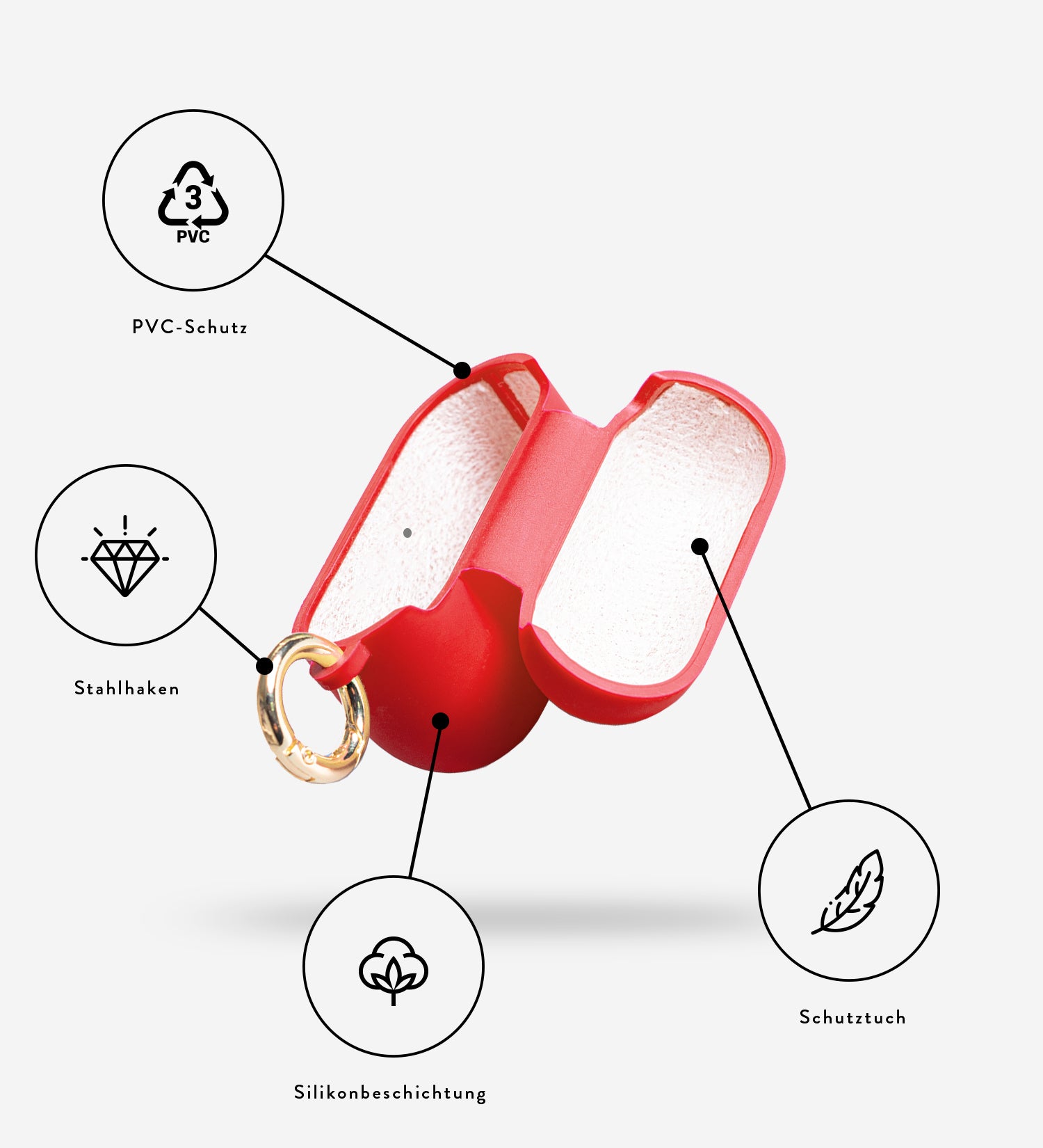 Rot AirPods Case Silikon Hülle