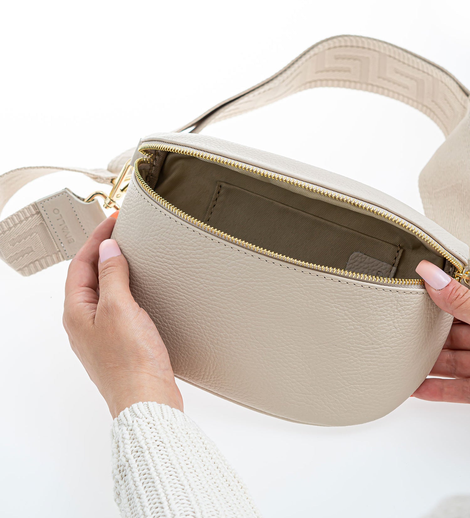 Beige Crossbody Tasche mit 50mm Kordel